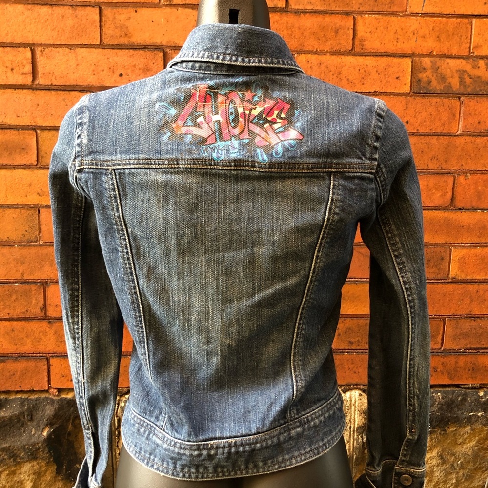 Vintage Y2K Calvin Klein Choice Graffiti Jean Jacket Size Small
